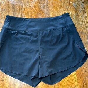 Athleta Black Athletic Shorts with Curved Hem and Elastic Waistband